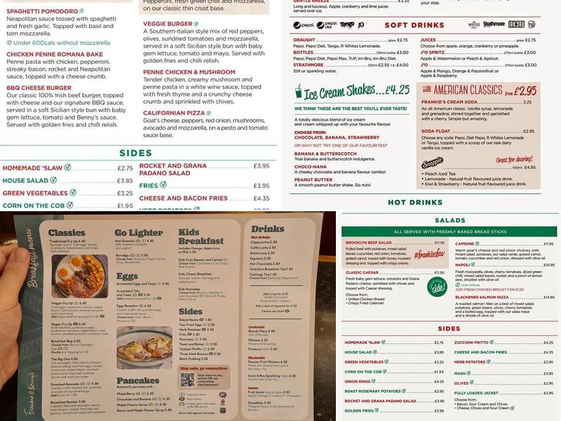 Frankie & Benny's Menu
