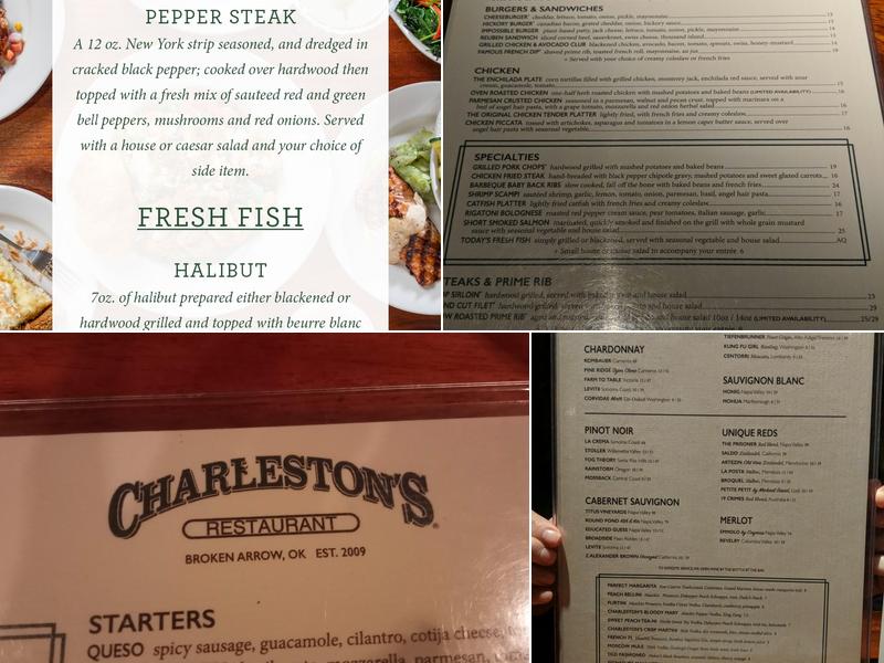 Charleston's Restaurant Menu