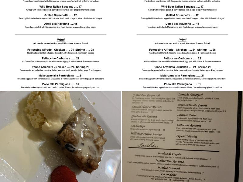 Villa Ravenna Fine Dining​ Menu
