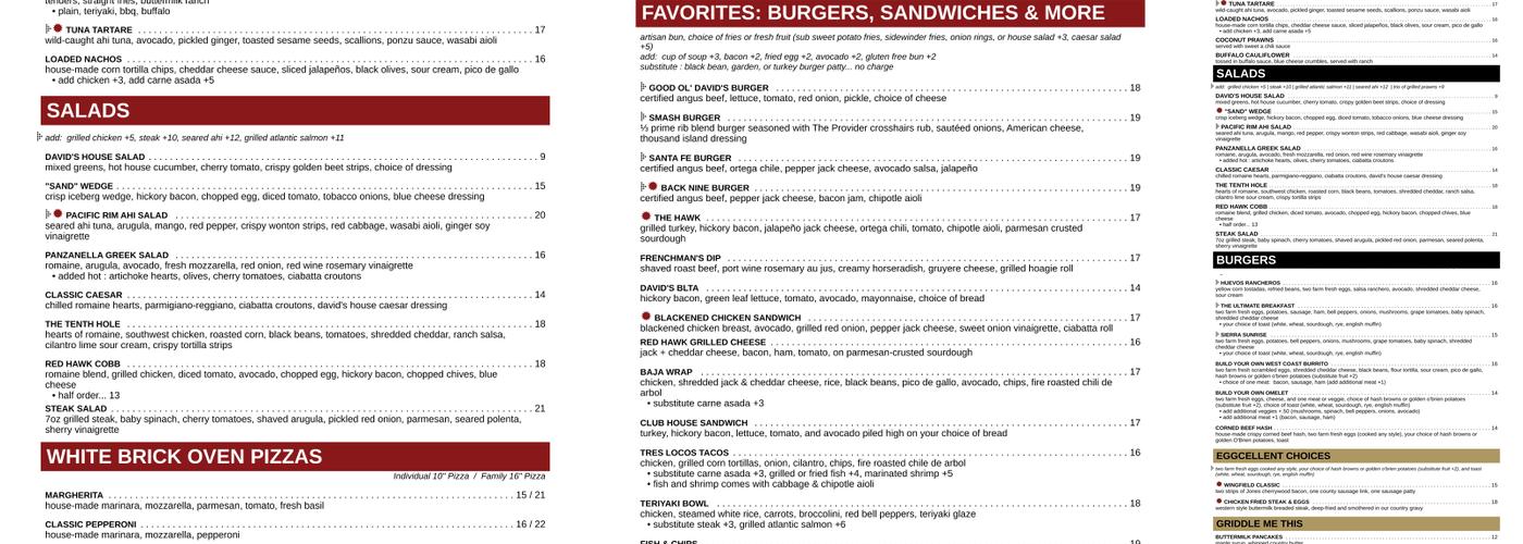 David's Grill Menu