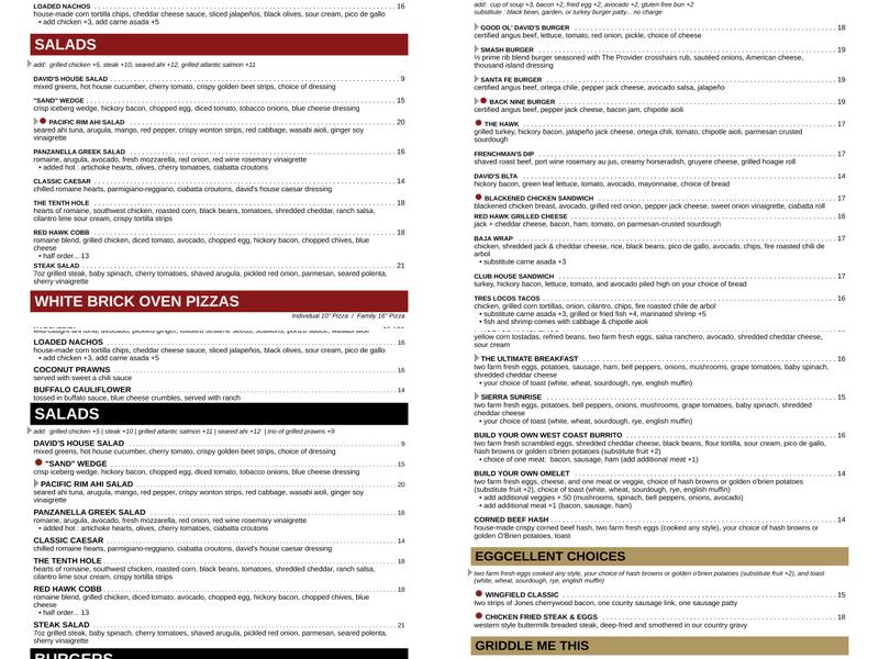 David's Grill Menu