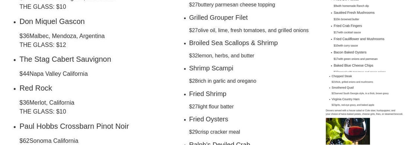 Daphne Lodge Restaurant Menu