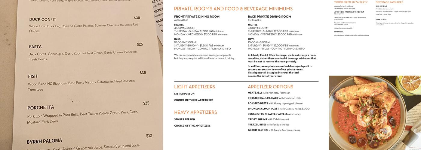 Liberty Food & Wine Exchange Menu