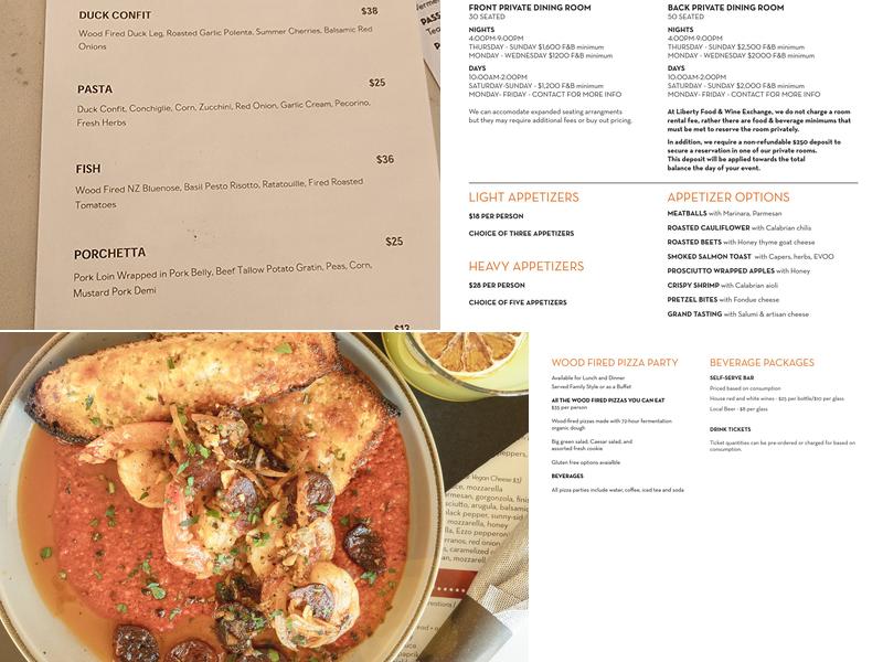 Liberty Food & Wine Exchange Menu