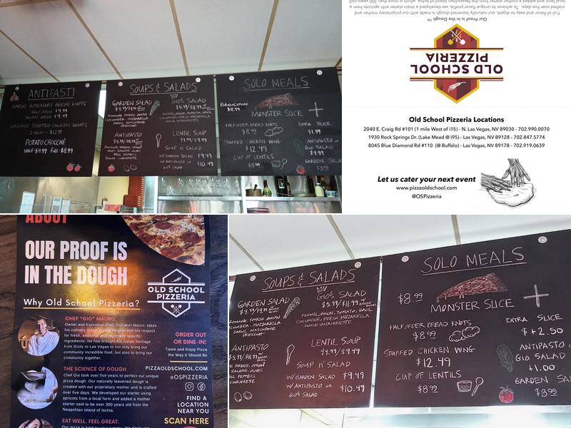 Old School Pizzeria Menu