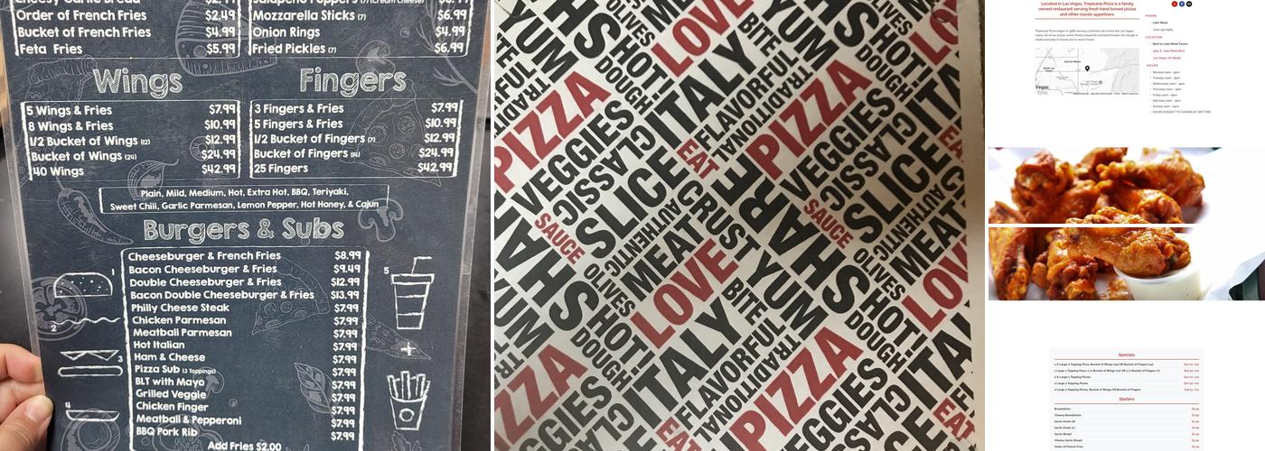 Tropicana Pizza Menu