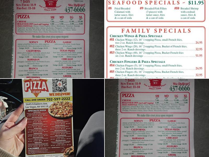 Sofia's Pizza Menu