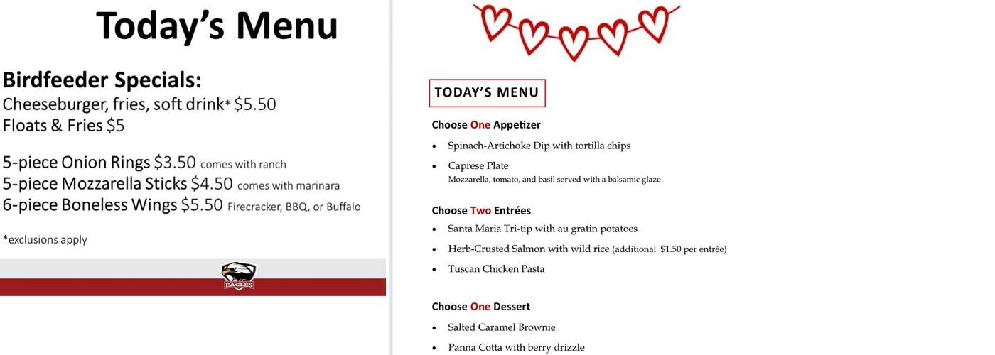 The Point Restaurant Menu