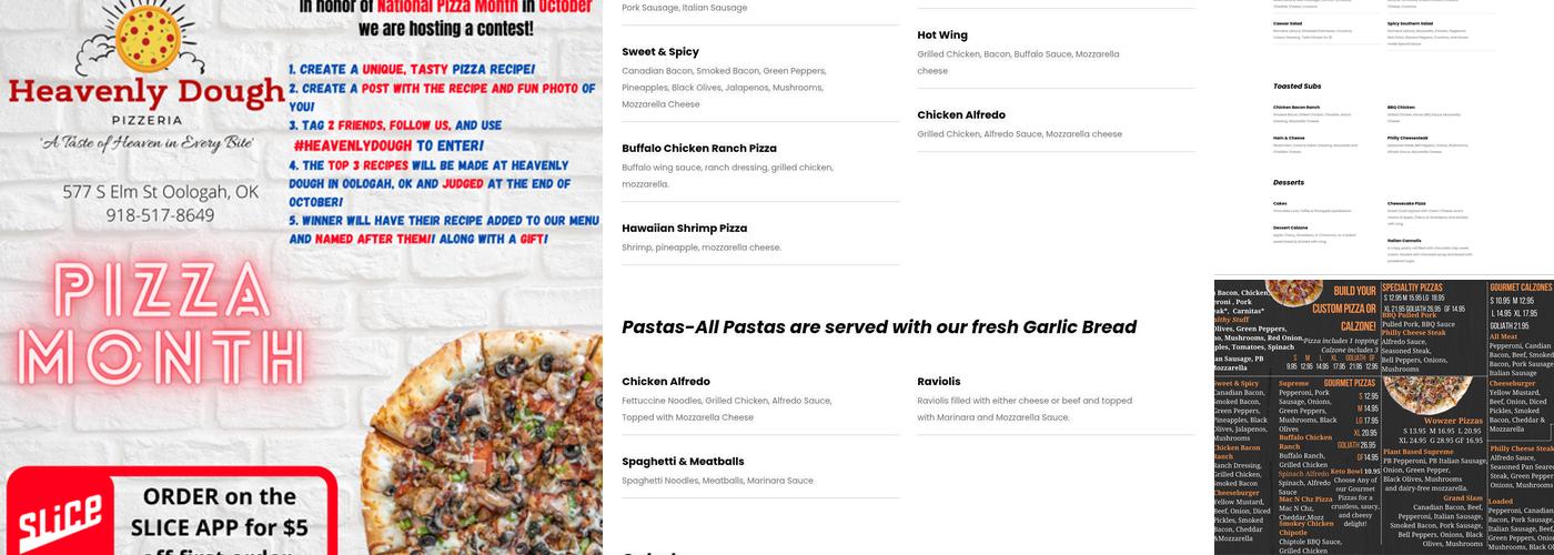 Heavenly Dough Pizzeria Menu
