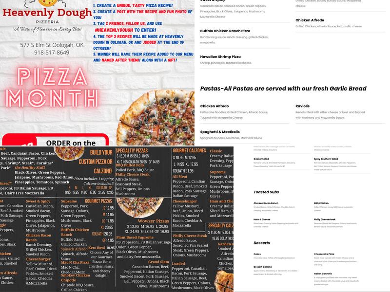 Heavenly Dough Pizzeria Menu
