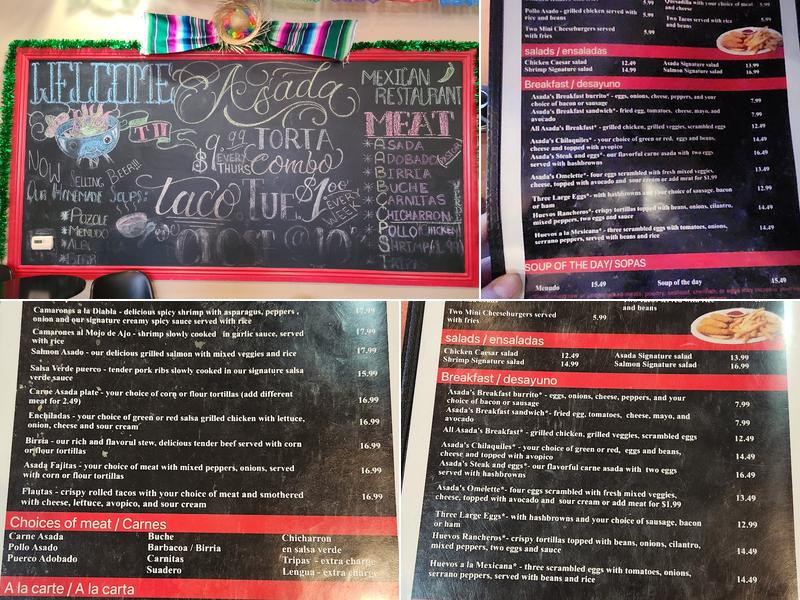 Asada Mexican Restaurant Menu