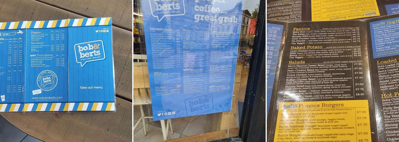 Bob & Berts Falkirk Menu