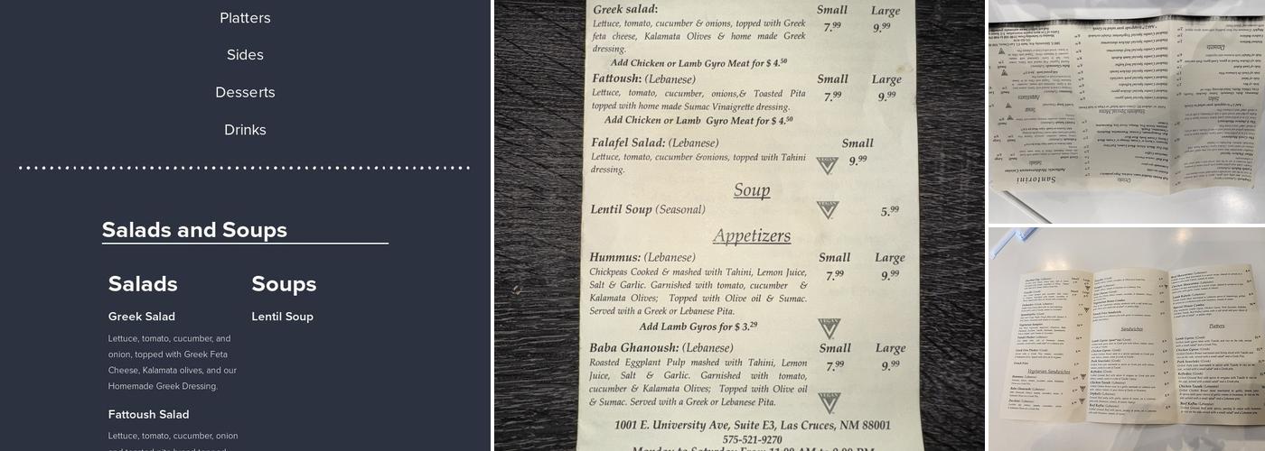 Santorini Restaurant Menu