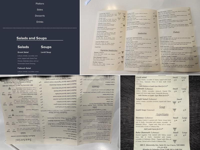 Santorini Restaurant Menu