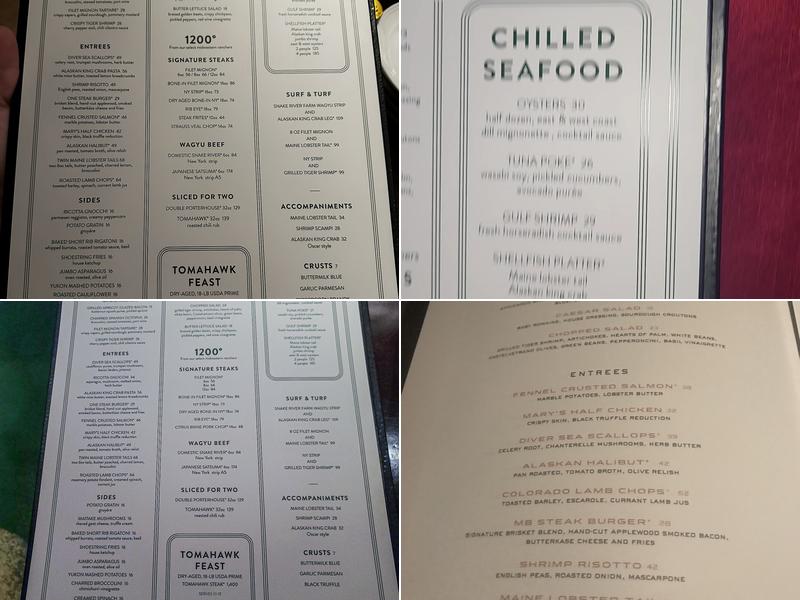 One Steakhouse Menu
