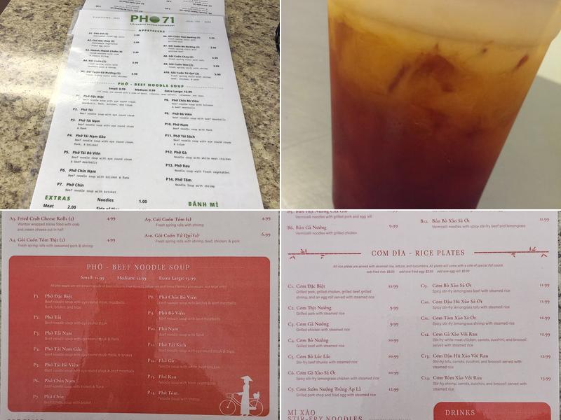 Pho 71 Menu