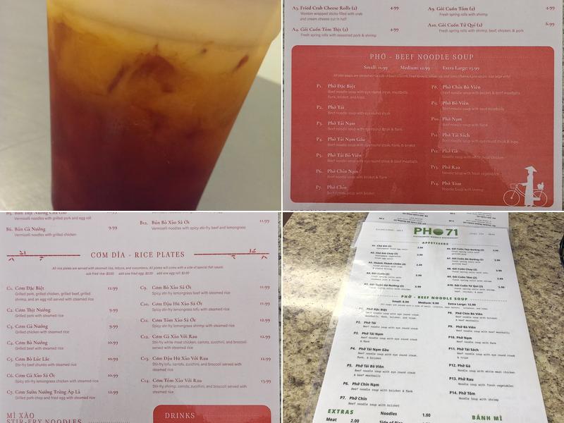 Pho 71 Menu