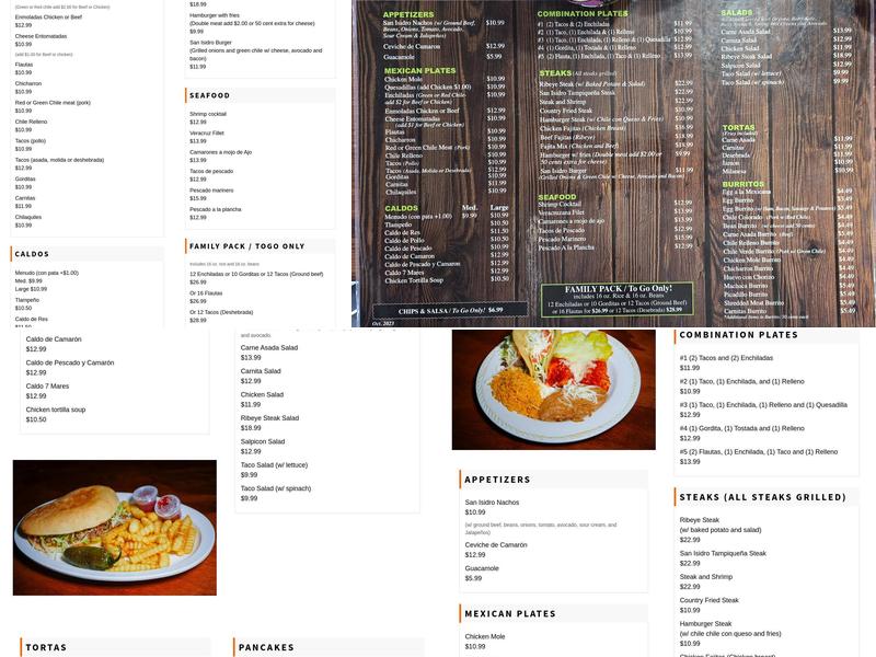 San Isidro Mission Cafe Menu