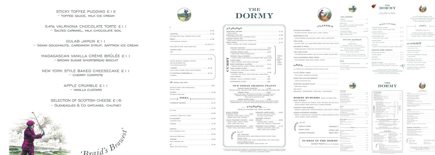 The Dormy Menu