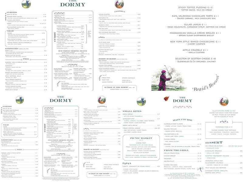 The Dormy Menu