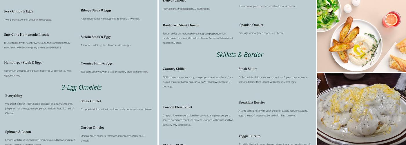 Boulevard Diner Menu