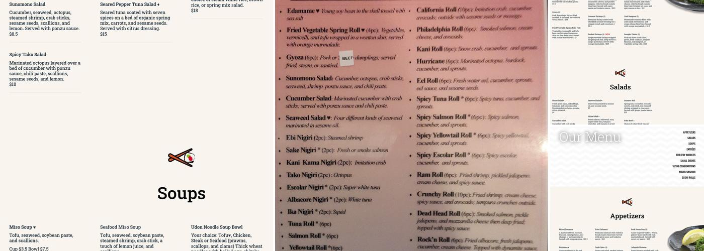 Akira Sushi Bar Menu