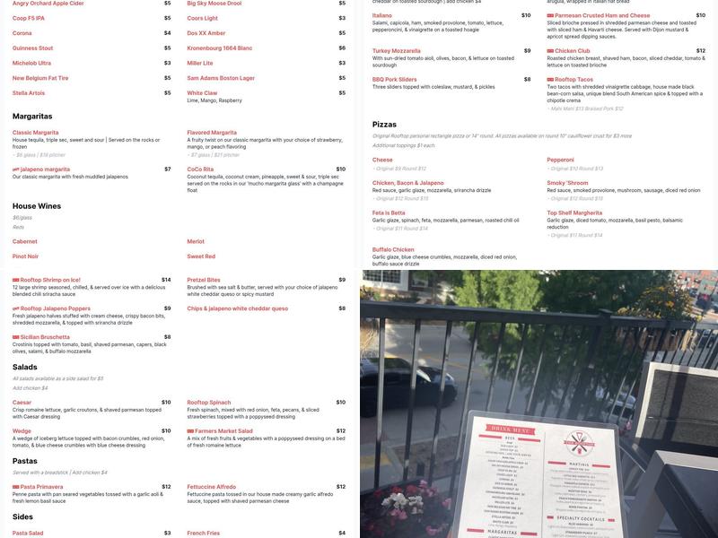 The Rooftop Menu