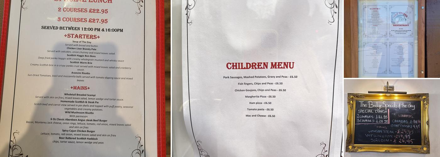 The Bridge Restaurant of Pitlochry Menu