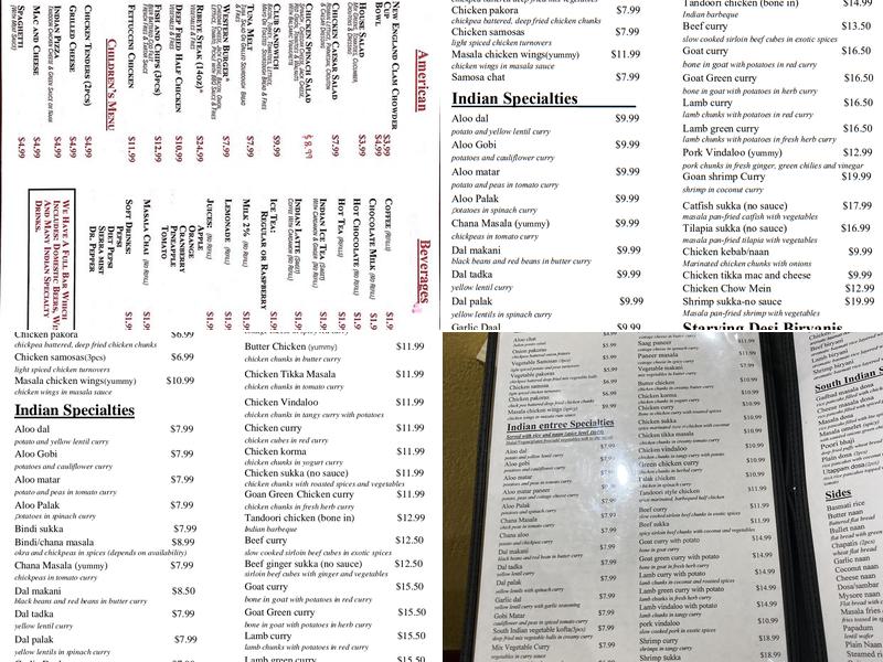 Cafe Masala Menu