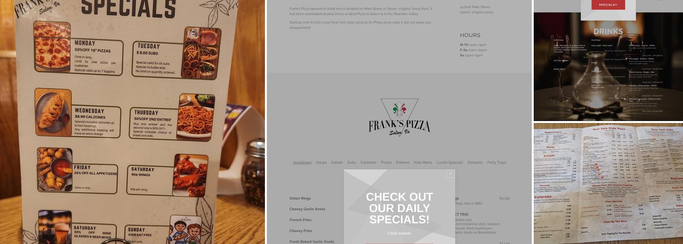 Frank's Pizza Menu