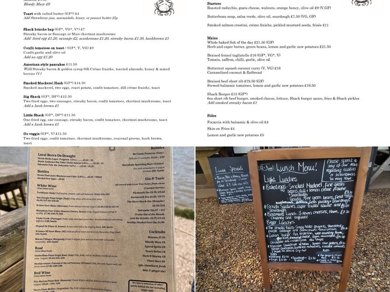 The River Shack, Devon Menu