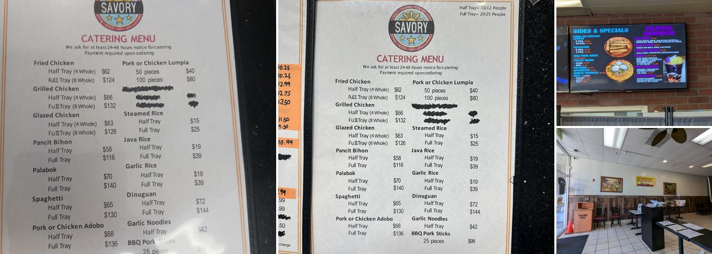 Savory Fried Chicken Menu