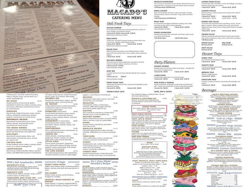 Macado's Menu