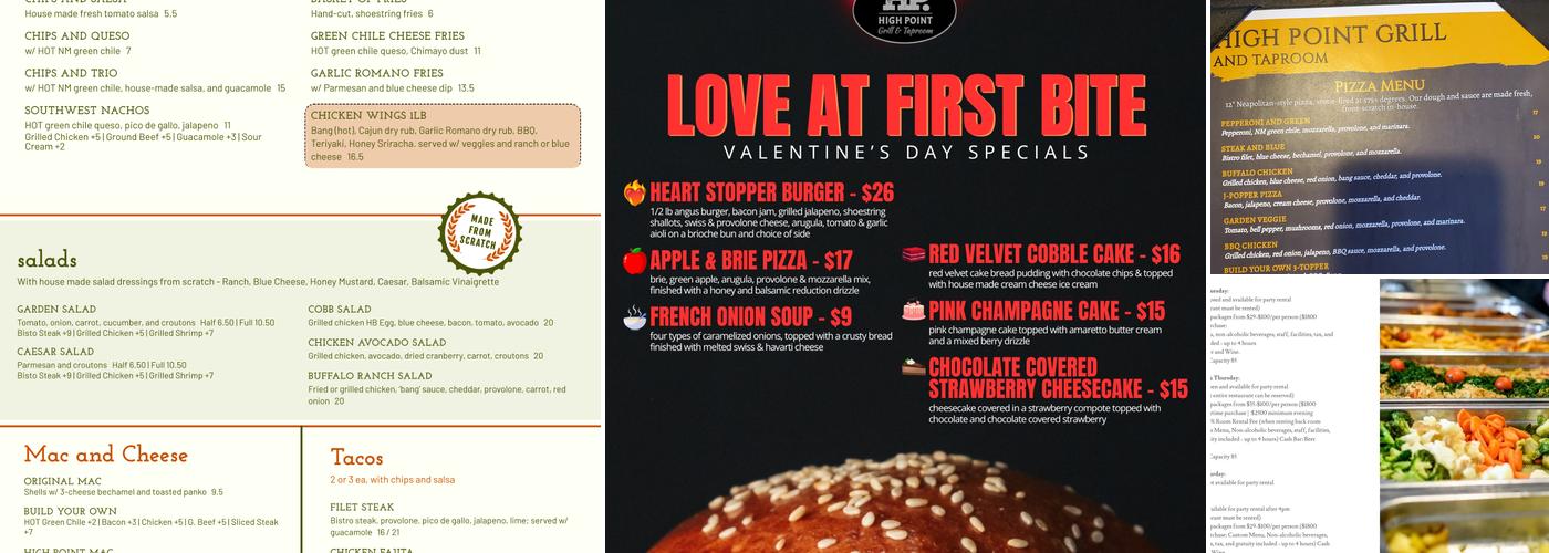 High Point Grill Menu