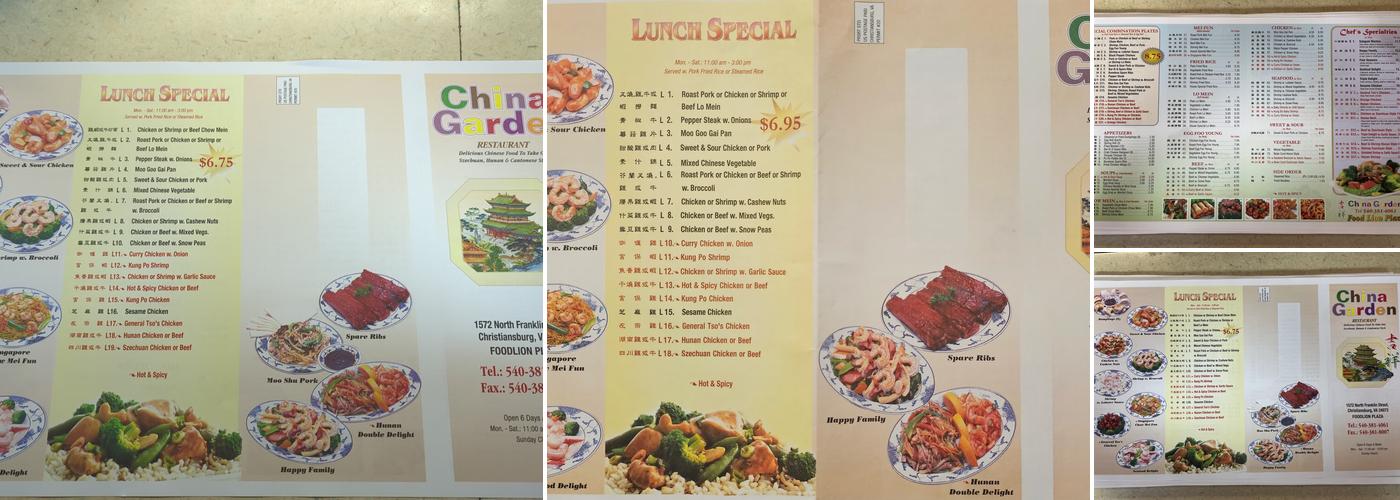 China Garden Menu
