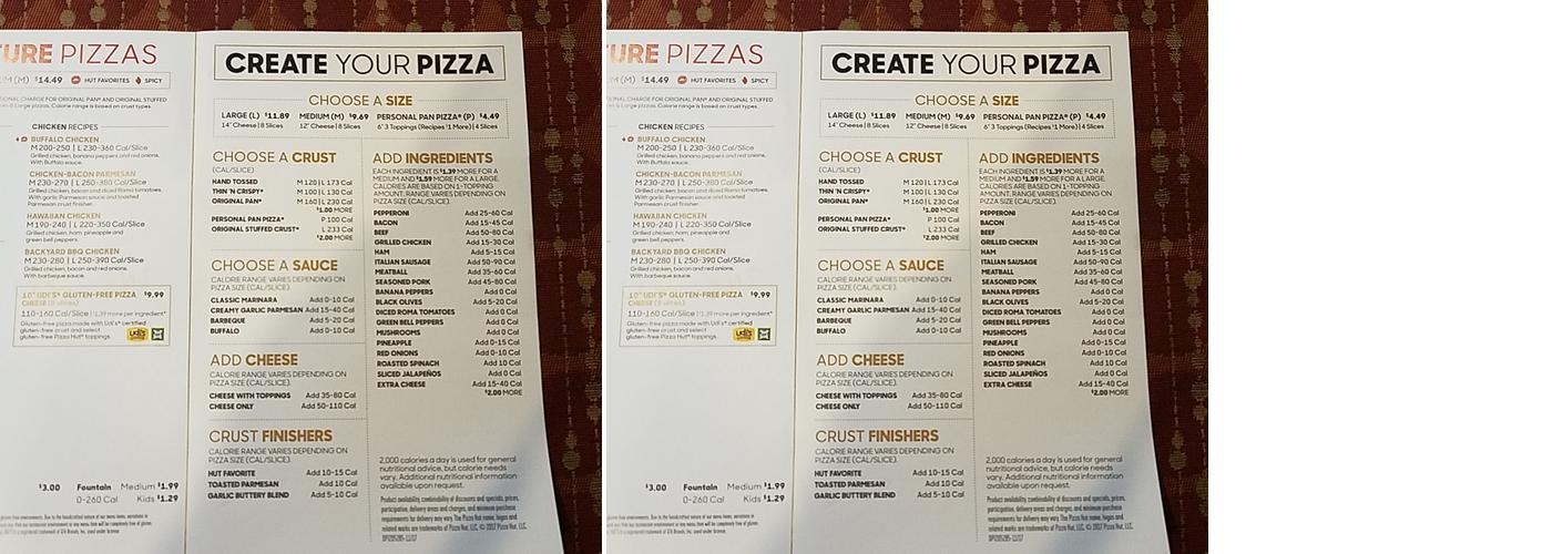 Pizza Hut Menu