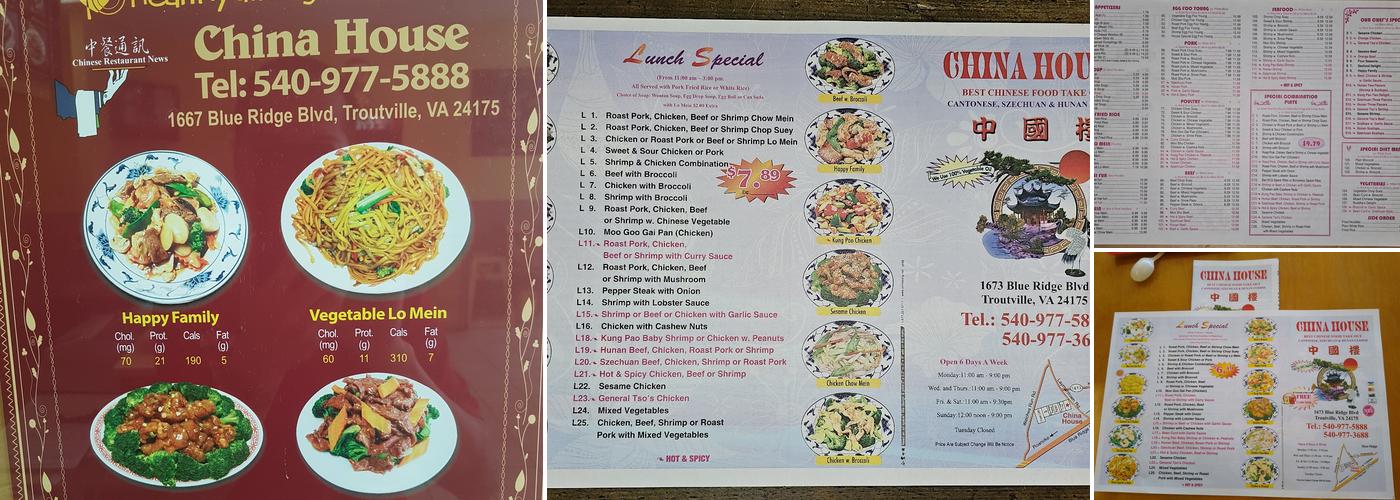 China House Menu
