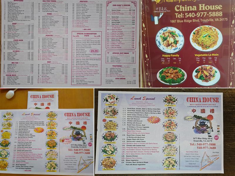 China House Menu
