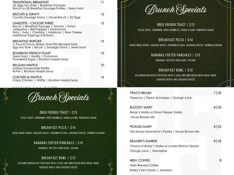 Beamer's 25 Menu