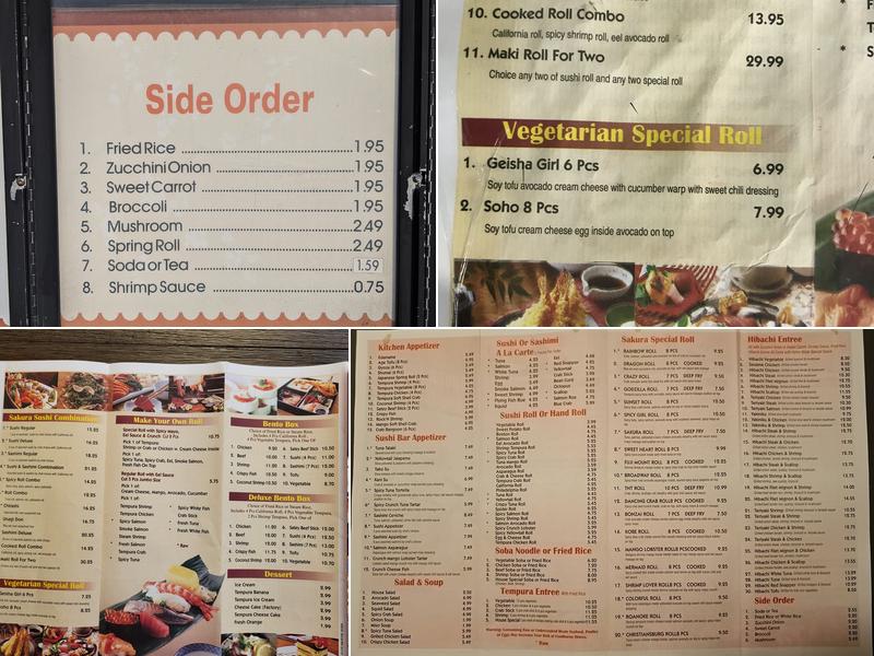 Sakura Steak House Menu