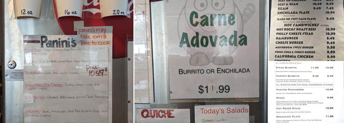 Hot Rocks Java Cafe Menu