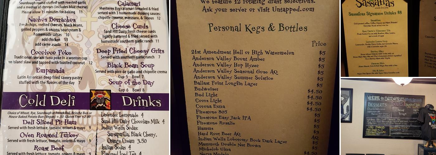 Sassafras Eclectic Food Joint Menu