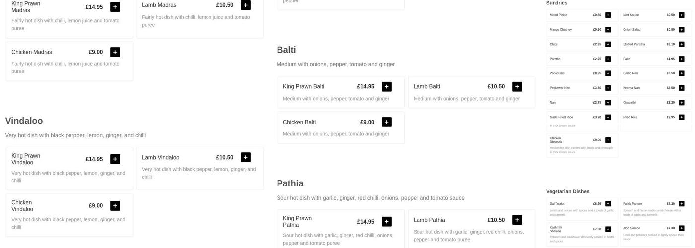 Shilam Tandori (Machynlleth) Menu