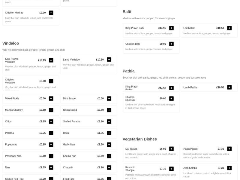 Shilam Tandori (Machynlleth) Menu