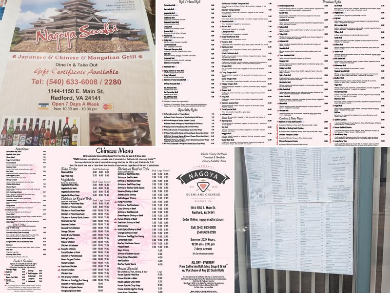 Nagoya Sushi Menu