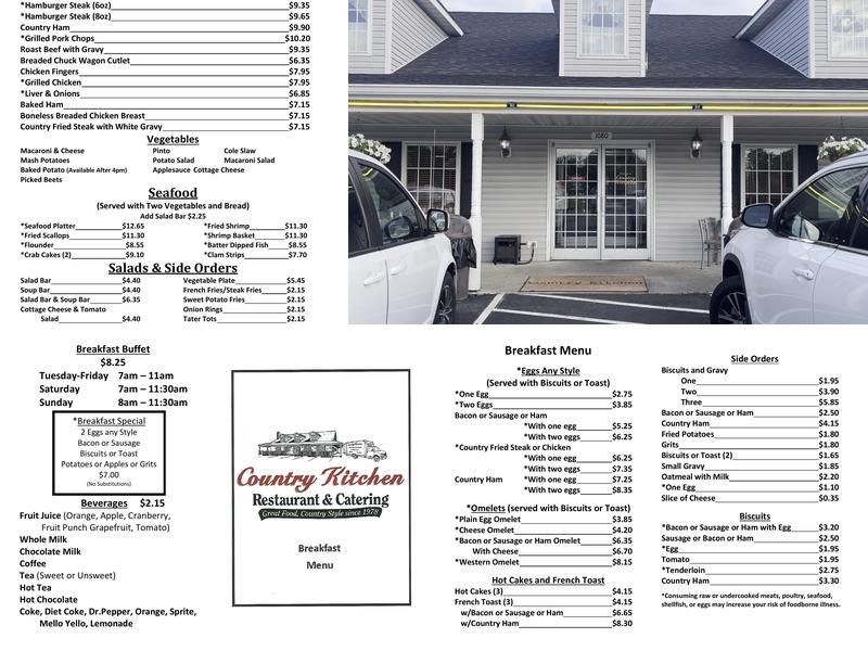 Country Kitchen Menu
