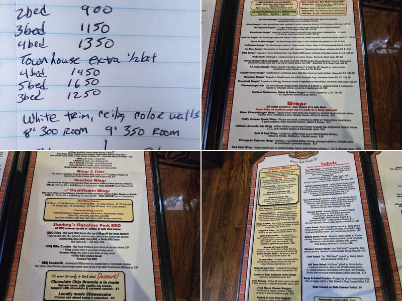 Sharkey's Wing & Rib Joint Menu
