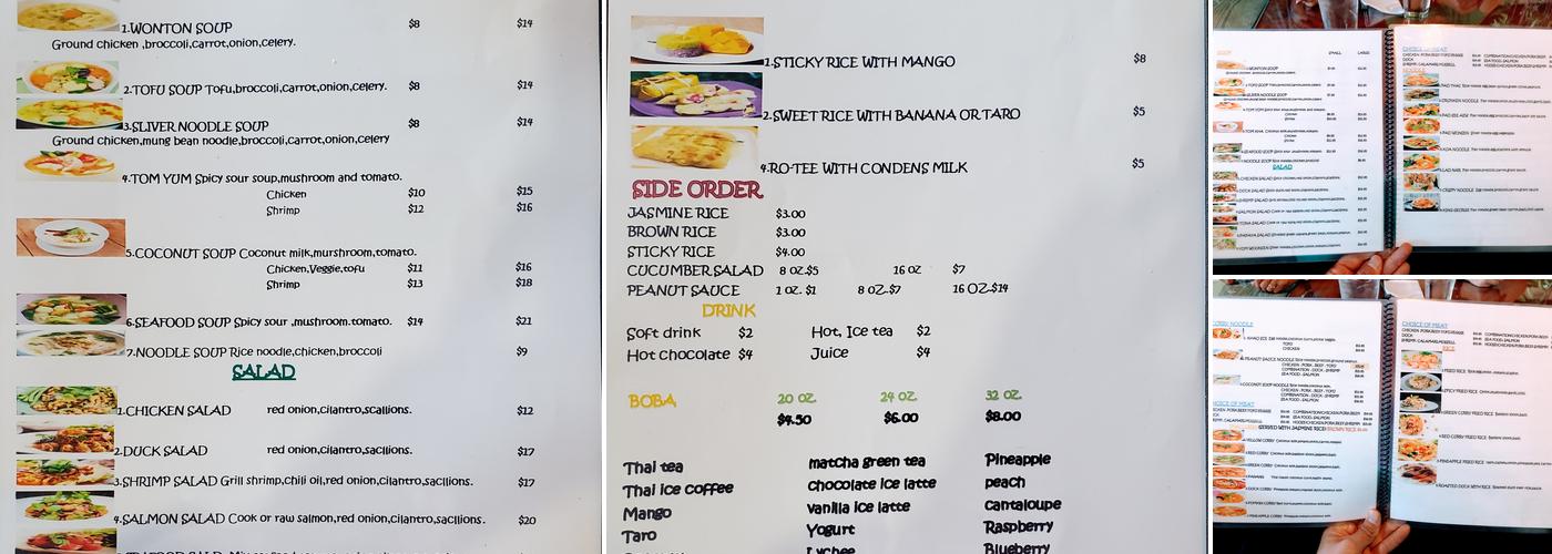 Thai Thai Menu