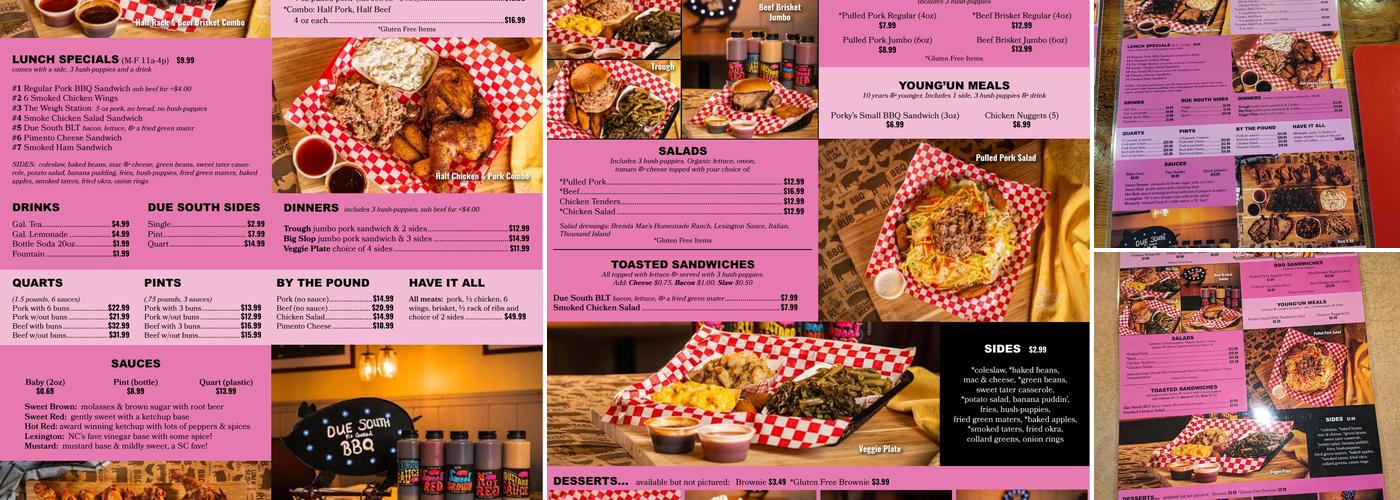 Due South BBQ Menu
