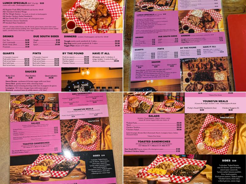 Due South BBQ Menu